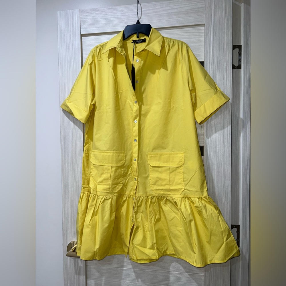 Made in Italy Yellow Poplin Dress size IT 44